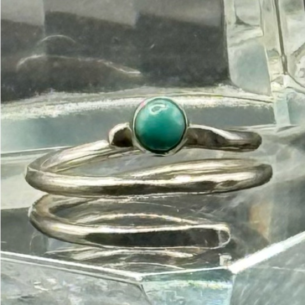 VTG Sterling Silver - NAVAJO Southwestern Turquoise Bypass Ring Size 8.5 - 5g